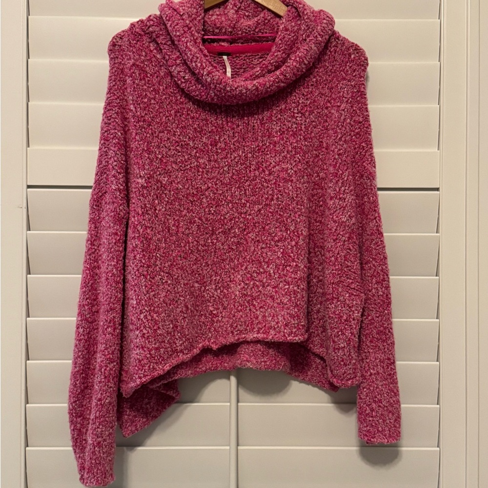 Free People Raspberry Cowl Neck Sweater